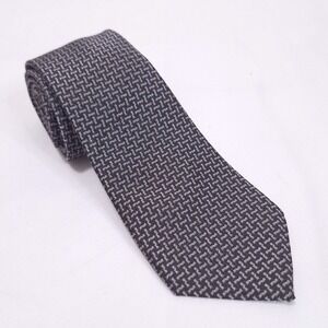 Lauren Ralph Lauren 100% Silk Tie Geometric Black Gray Formal Preppy‎